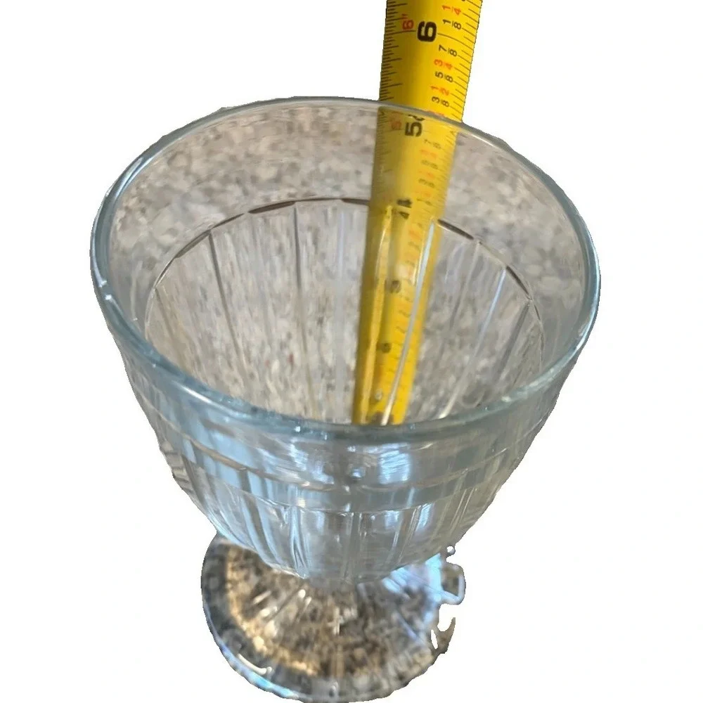 Vintage Clear Pressed Glass Spooner Pedestal Ribbed Panel Spoon Holder 5